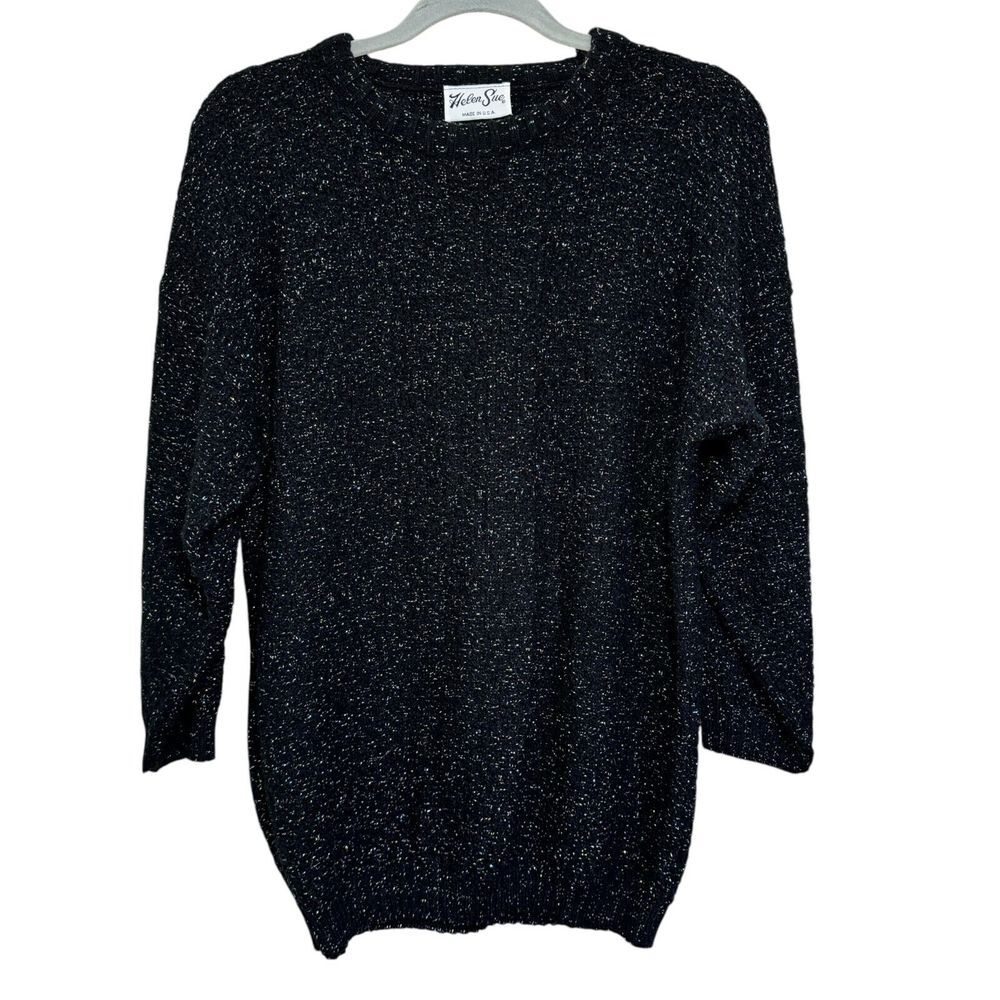 Vintage 90s 80s Helen Sue Knit Sweater M Multicolor Sparkle Shimmer‎ Holiday USA